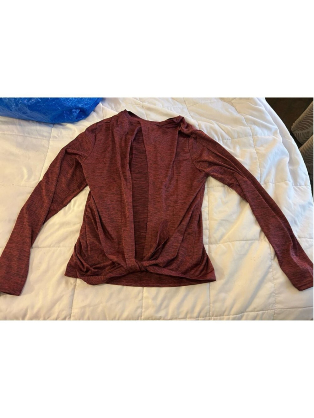 NEW~ Real Essentials Dry-Fit Long Sleeve Tie Back Open Back Crop Top Athletic 2